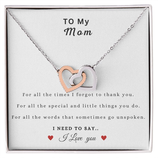 TO MY Mom|  Interlocking Hearts necklace